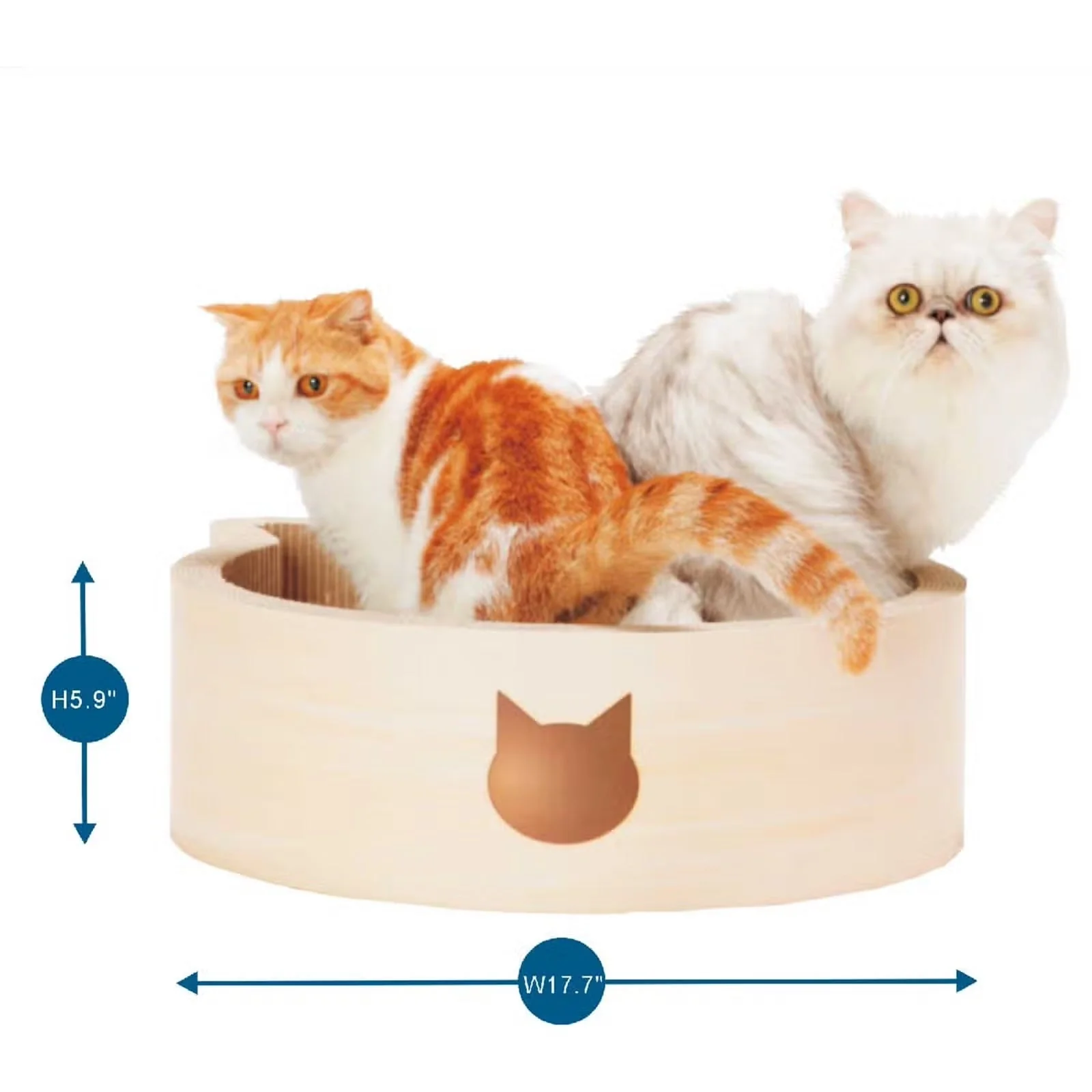 Necoichi Cat-Headed Scratcher Bed - Large (Birch) - Image 3