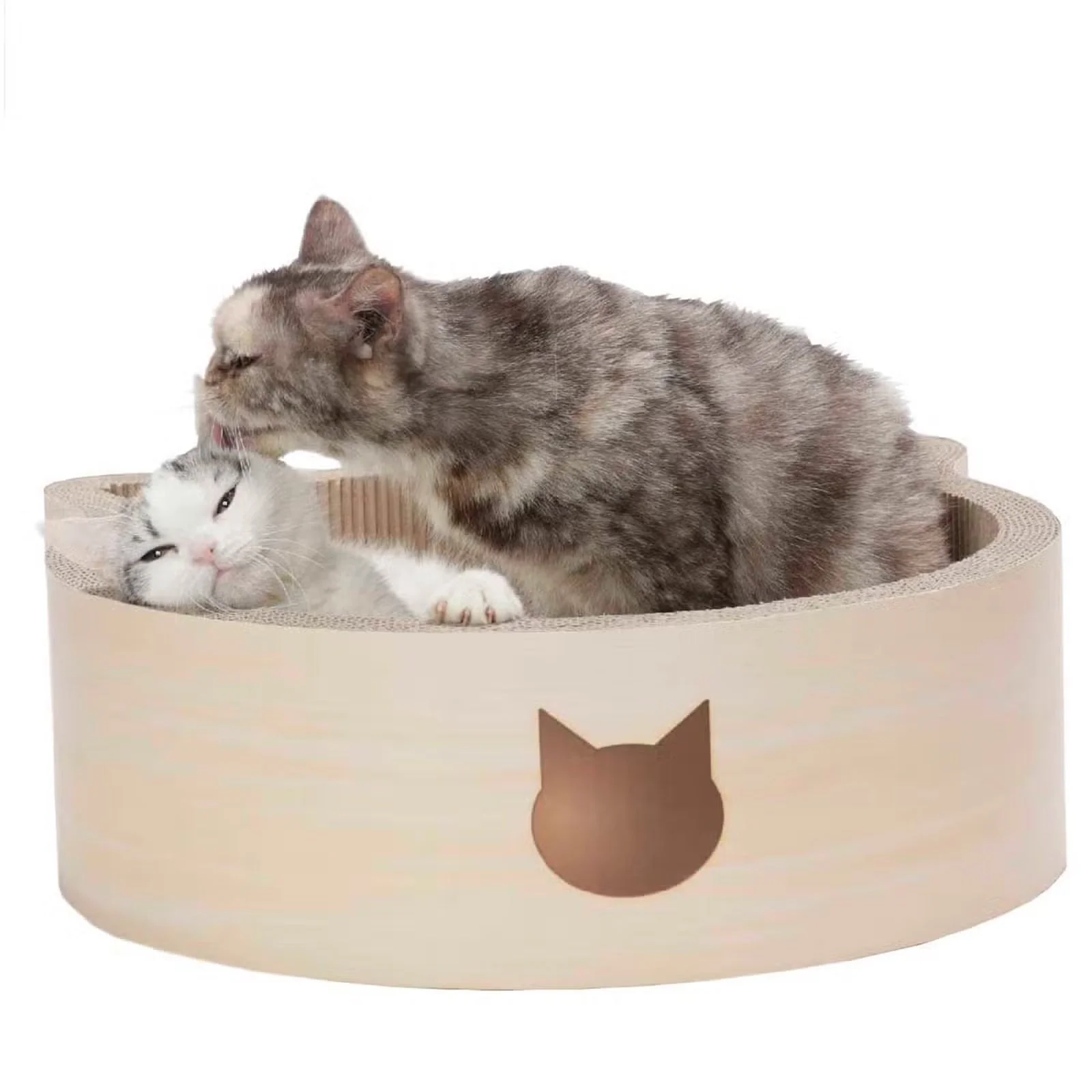 Necoichi Cat-Headed Scratcher Bed - Large (Birch) - Image 6