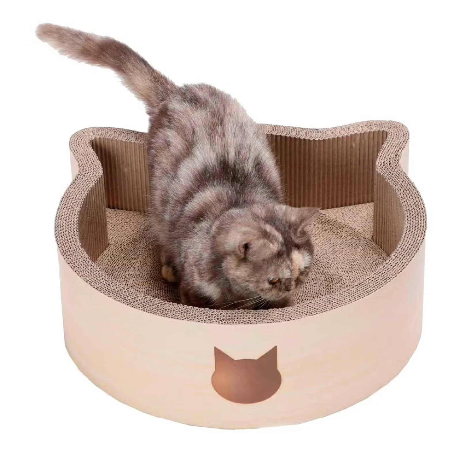 Necoichi Cat-Headed Scratcher Bed - Large (Birch) - Image 7