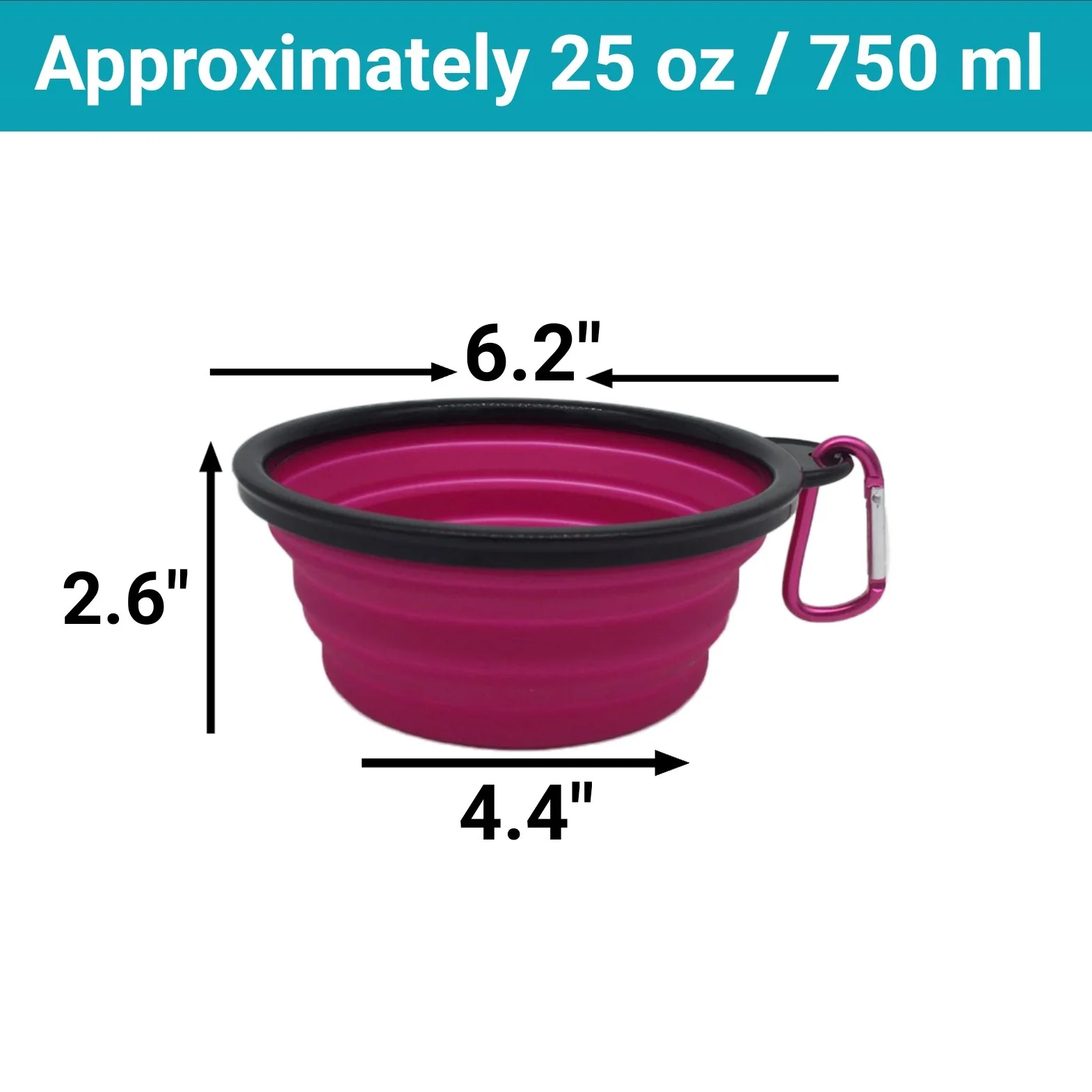Mr. Peanut's 3 Pak XL (25oz) Collapsible Silicone Bowls with Color Matched Carabiner Clips - Image 3