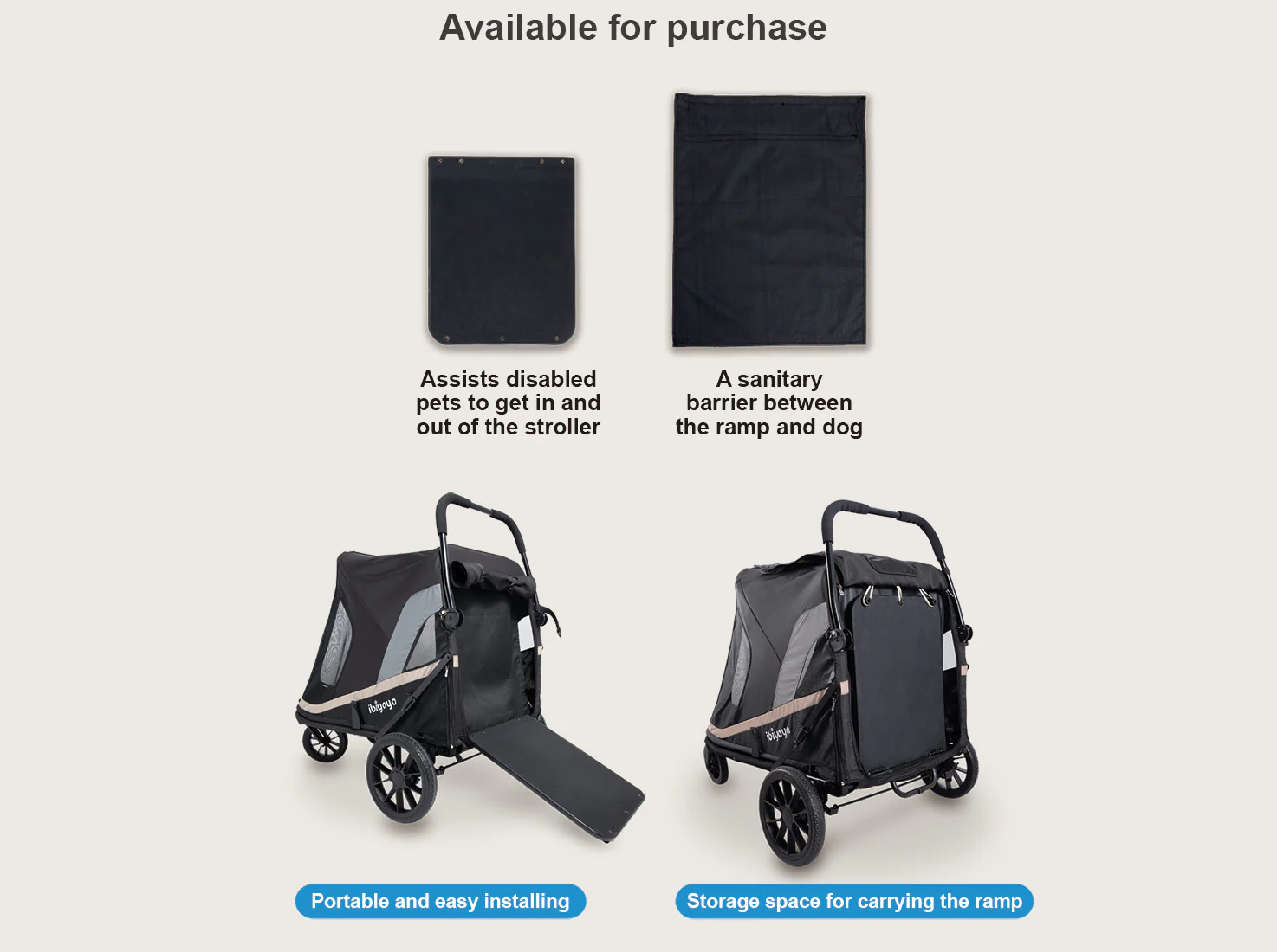 Ibiyaya Grand Cruiser Large Dog Stroller, 4-Wheel Foldable Big Dog Pram for Large Breeds, Senior & Injured Pets - PreOrder Only March 27 Shipping - Image 11