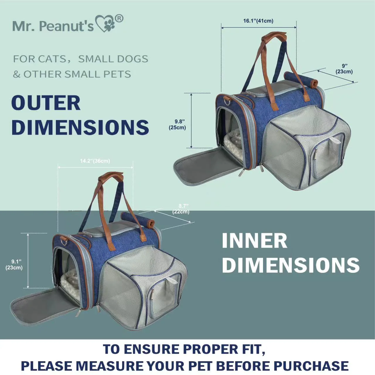 Mr. Peanut's Gold Series Mini Size Airline Compliant Expandable Pet Carrier - Image 3