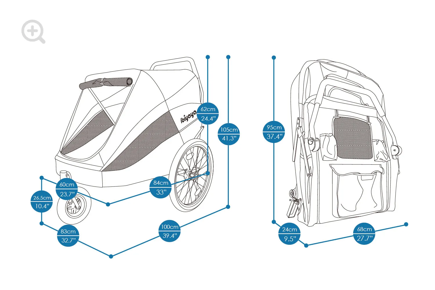 Ibiyaya Hercules Heavy-Duty Pro Pet Stroller-Bike Trailer, 3-Wheel Foldable Jogging, Hiking, All-Terrain Extra-Large Dog Stroller - PreOrder Only - Image 10