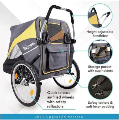 Ibiyaya Hercules Heavy-Duty Pro Pet Stroller-Bike Trailer, 3-Wheel Foldable Jogging, Hiking, All-Terrain Extra-Large Dog Stroller - PreOrder Only - Image 4