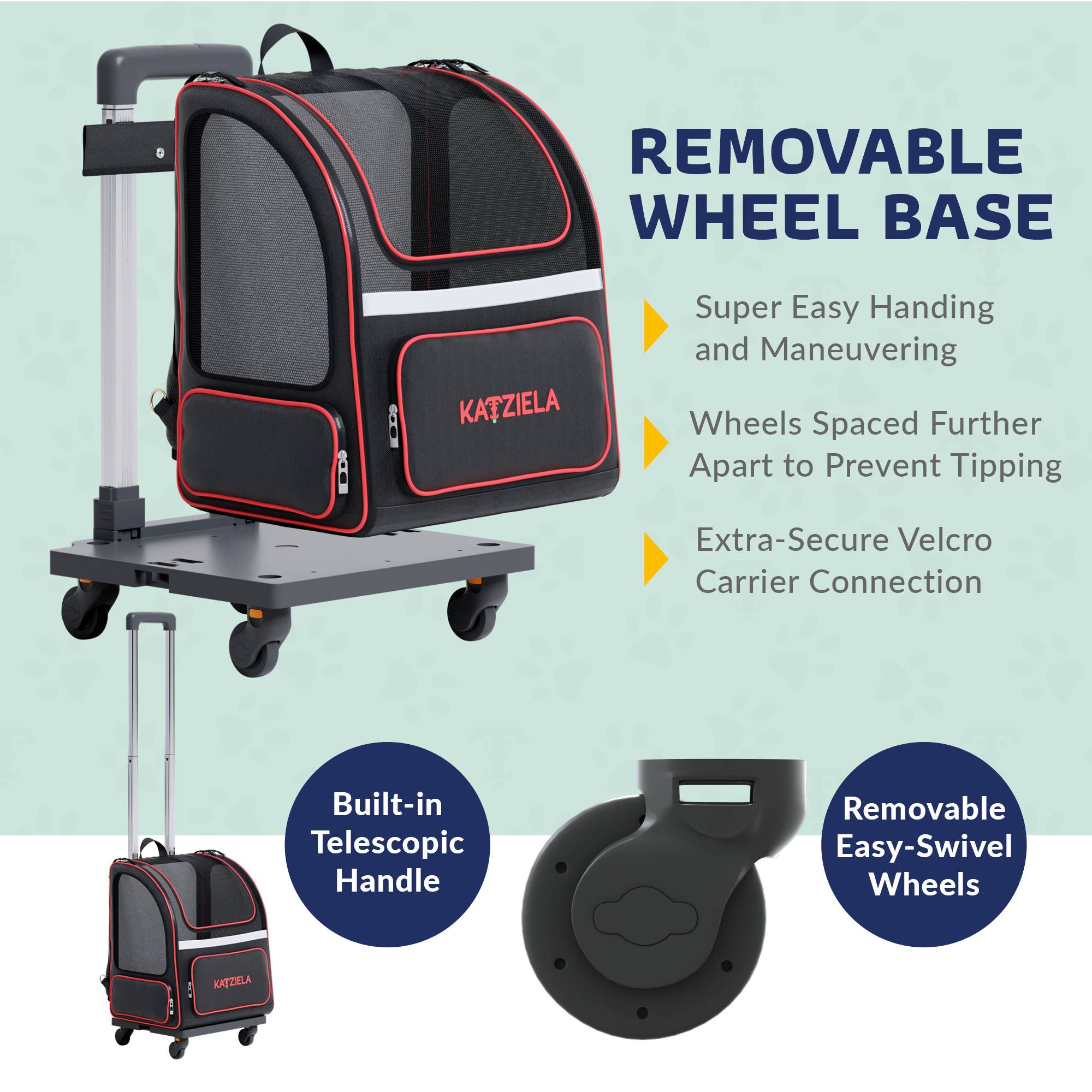 Katziela Hybrid Adventurer Airline Compliant Pet Backpack With Wheels - Image 12