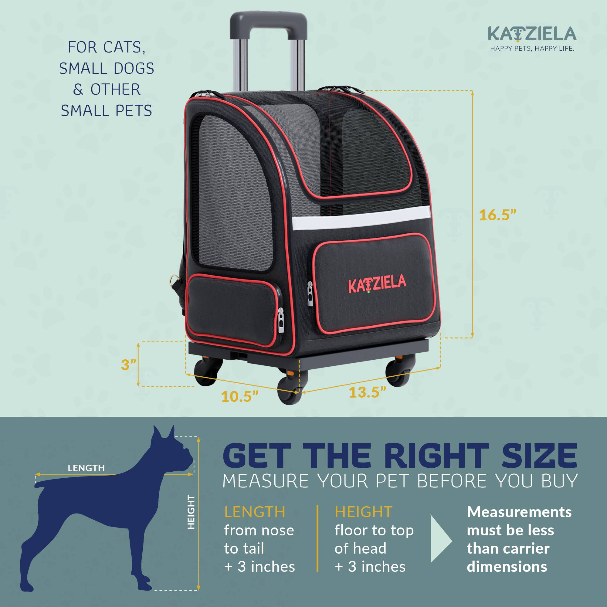 Katziela Hybrid Adventurer Airline Compliant Pet Backpack With Wheels - Image 13