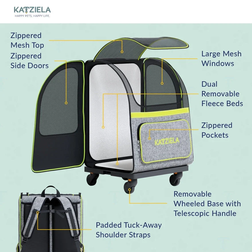 Katziela Hybrid Adventurer Airline Compliant Pet Backpack With Wheels - Image 3
