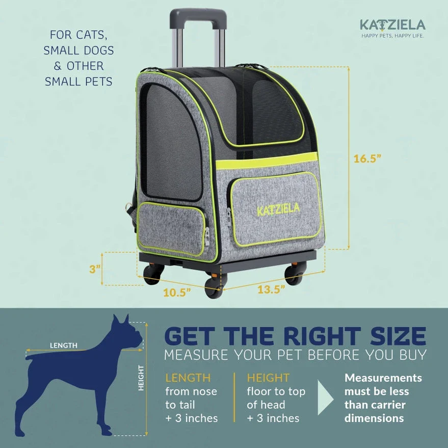 Katziela Hybrid Adventurer Airline Compliant Pet Backpack With Wheels - Image 6