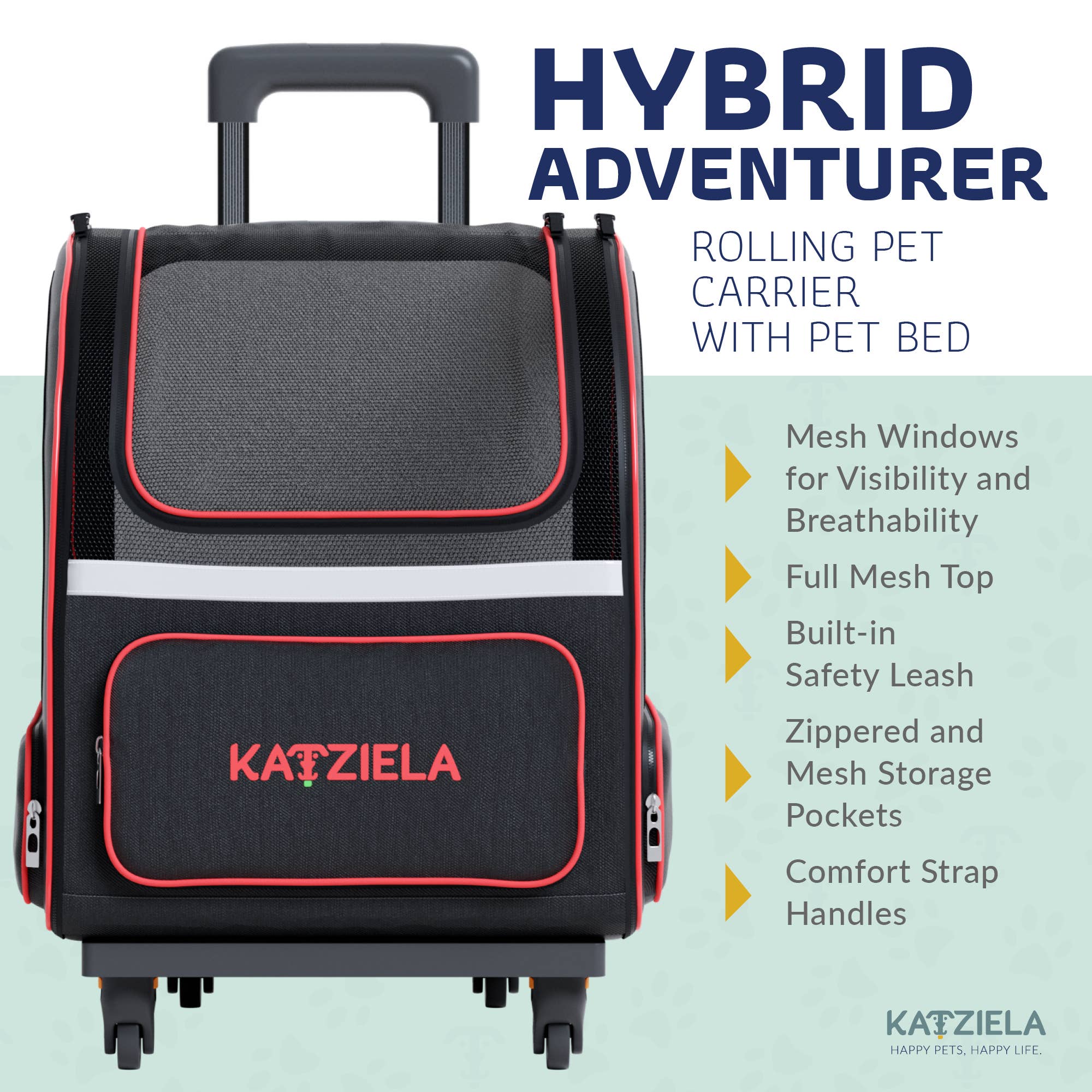 Katziela Hybrid Adventurer Airline Compliant Pet Backpack With Wheels - Image 9