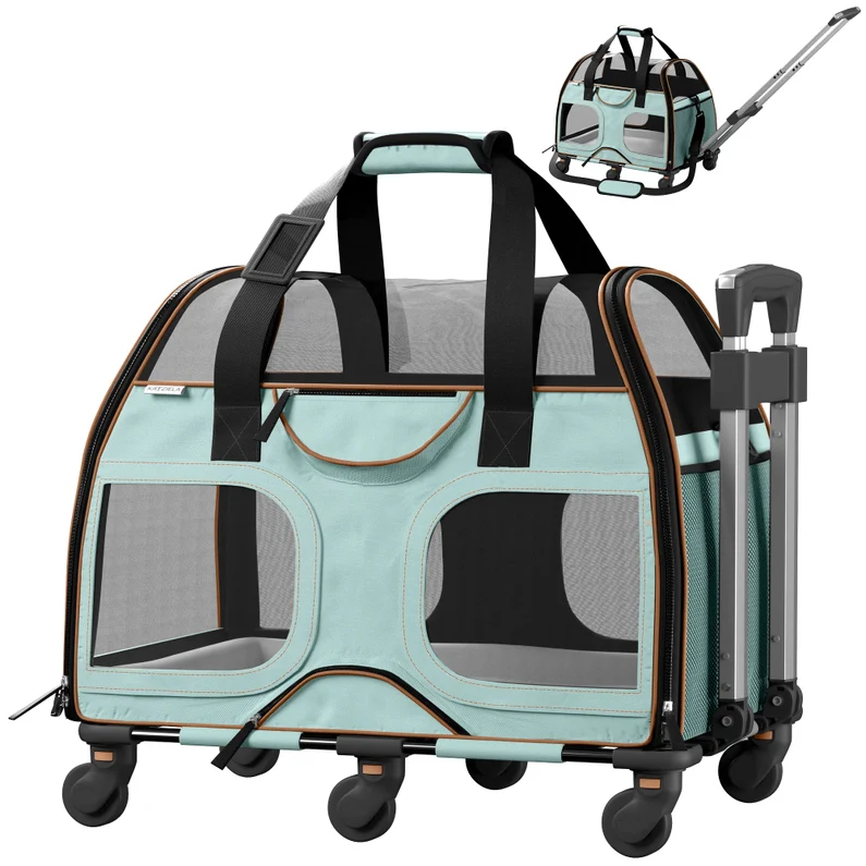 Katziela Luxury Rider Pro Pet Carrier with Removable Wheels and Telescopic Handle - Image 14