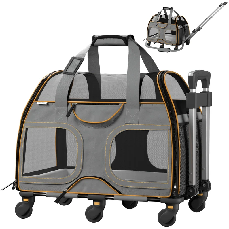Katziela Luxury Rider Pro Pet Carrier with Removable Wheels and Telescopic Handle - Image 16