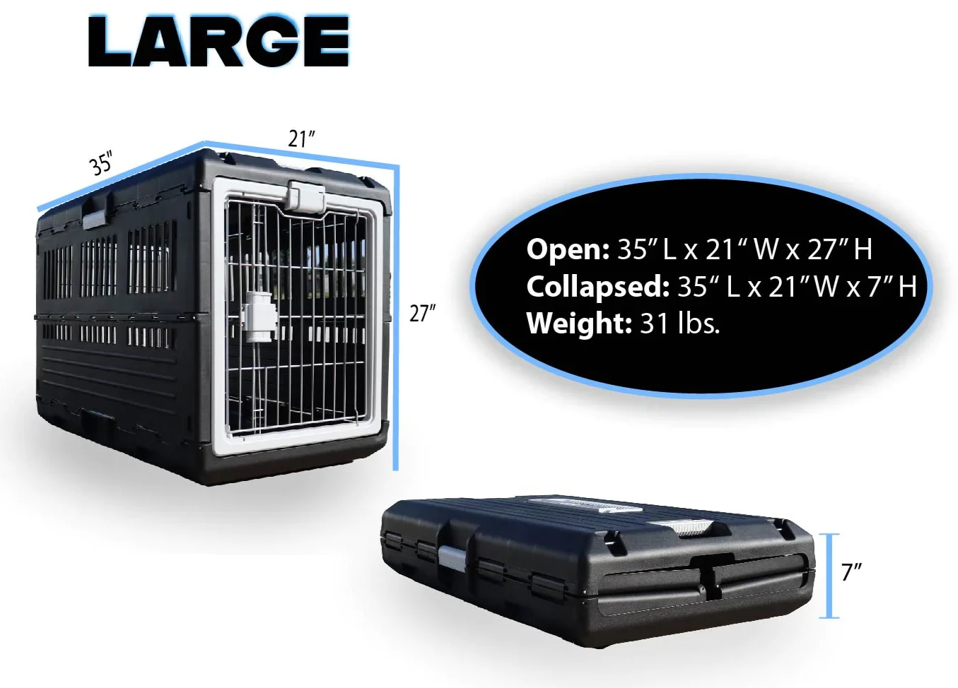 Mirapet Collapsible Hard-Sided Pet Crate –  Easy Travel & Storage - Image 8