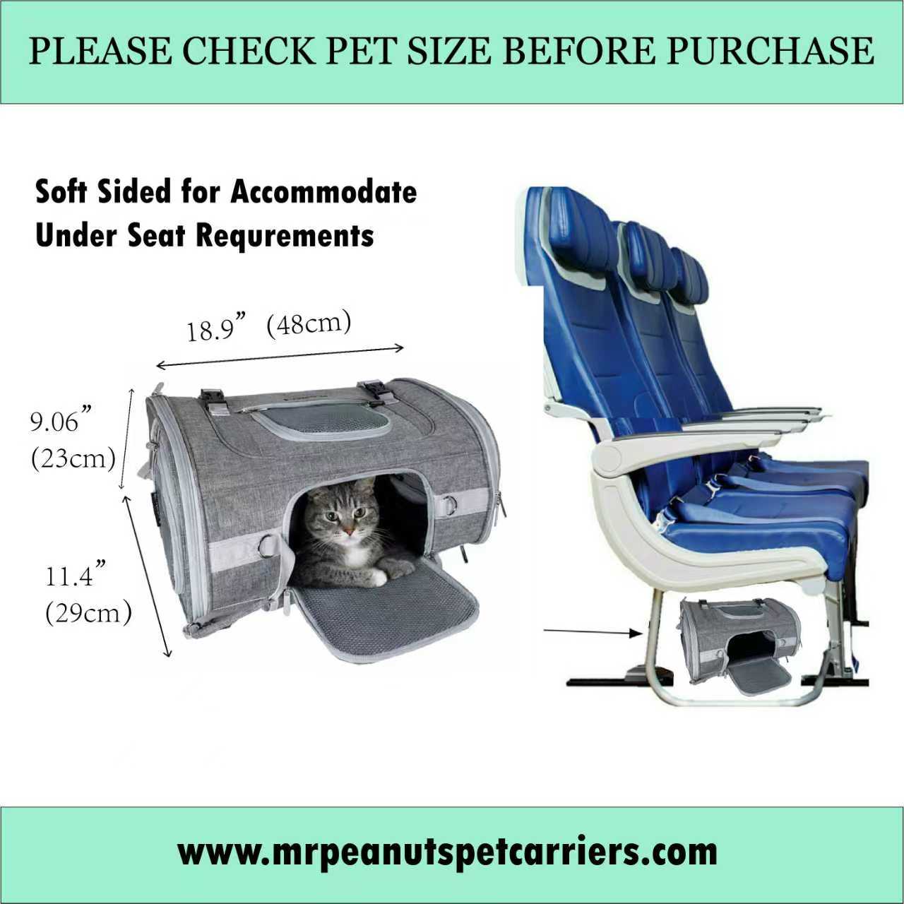 Mr. Peanut's Monterey Series Airline Compliant Horizontal Backpack Pet Carrier - Image 10