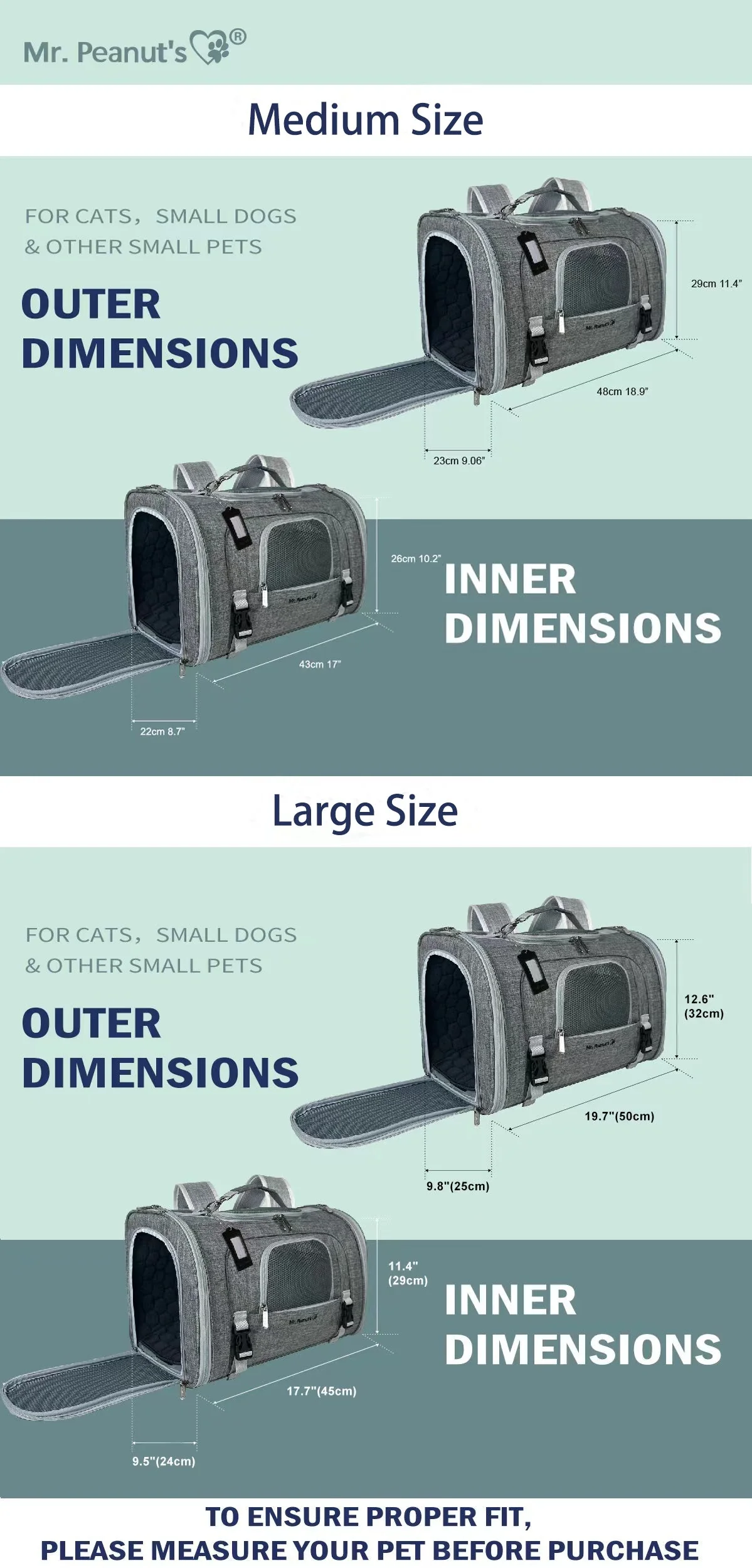 Mr. Peanut's Monterey Series Airline Compliant Horizontal Backpack Pet Carrier - Image 3